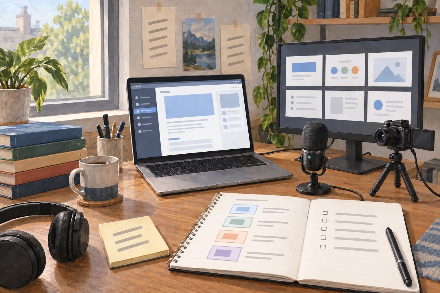 A workspace for preparing online course materials while reviewing the practice service